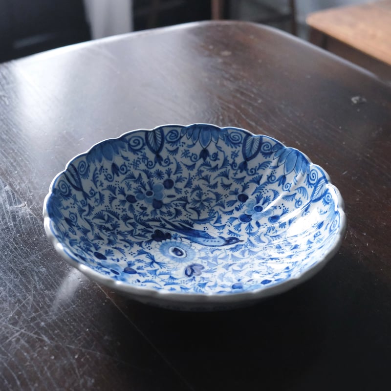 753 アンティーク オランダ デルフト焼 ティーボウル 煎茶椀 5客 金継ぎ 18世紀 デルフト Delft 輪花 ボウル サラディエ オランダ アンティーク