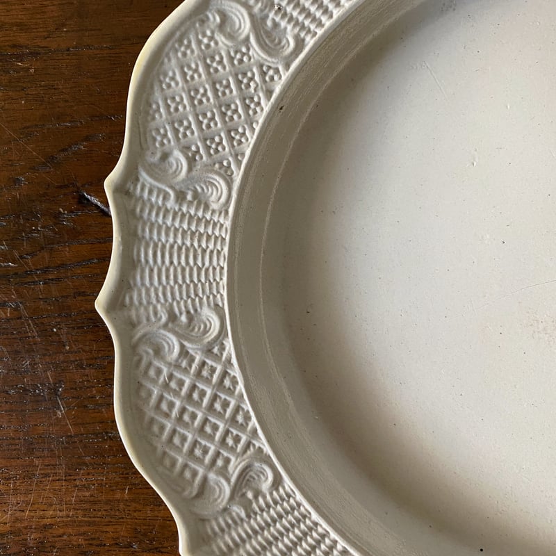 18世紀 塩釉炻器 イギリス レリーフ皿 金継ぎ用 アンティーク