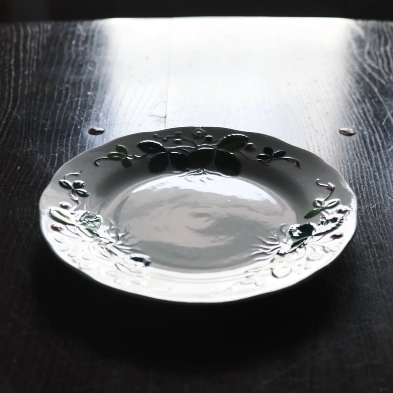 Creil&Montereau Fraise ジョルジュサンド 彩色 いちご レリーフ皿 平皿