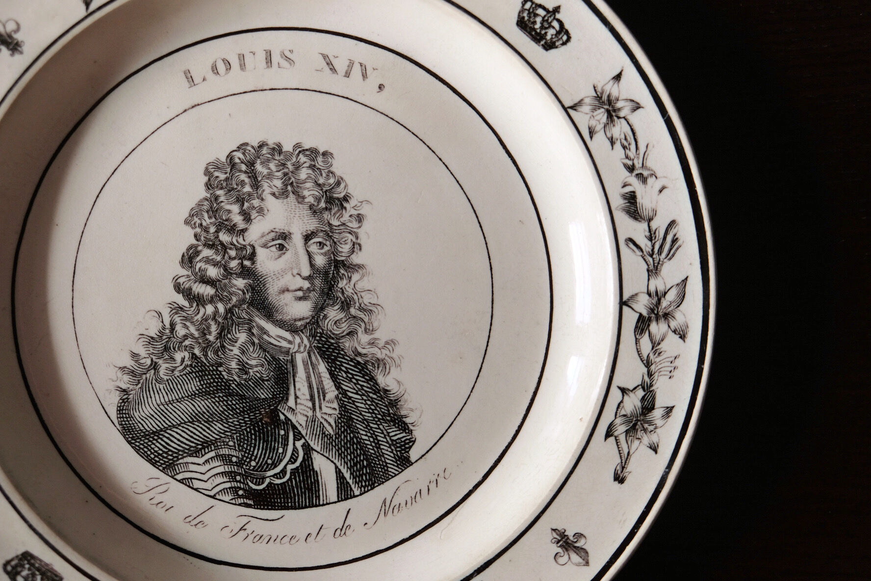 Louis XIV ルイ14世 肖像 グリザイユ 平皿 リム皿 フランス