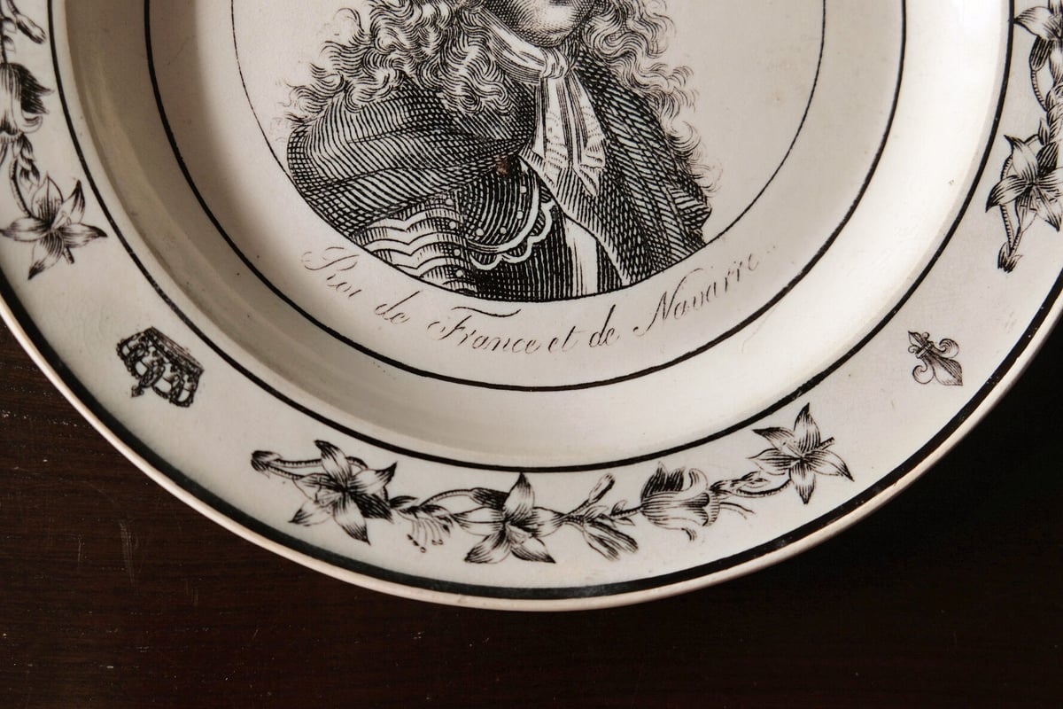Louis XIV ルイ14世 肖像 グリザイユ 平皿 リム皿 フランス