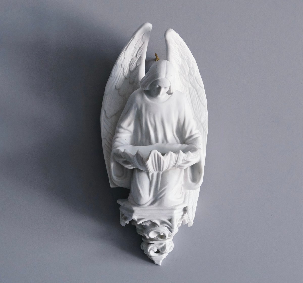 フランスアンティーク 大理石の聖水盤 ベニティエ ビスク製 天使 ベニティエ 聖水盤 h37cm フランス アンティーク