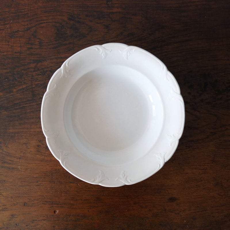 希少◆19世紀クリームウェア レースレリーフ深皿サルグミンヌオクトゴナルフランス 希少◇19世紀クリームウェア レースレリーフ深皿サルグミンヌオクトゴ