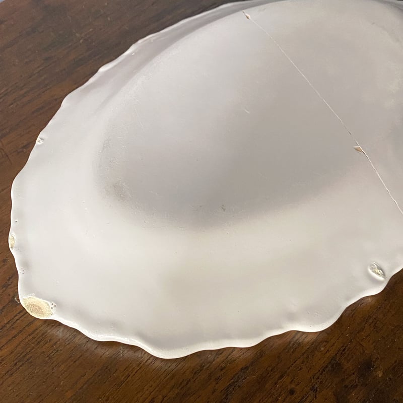 美品！フランスアンティーク　ムスティエ　オーバル大皿 Moustiers ムスティエ 花リム 輪花 オーバル 皿 ラヴィエ