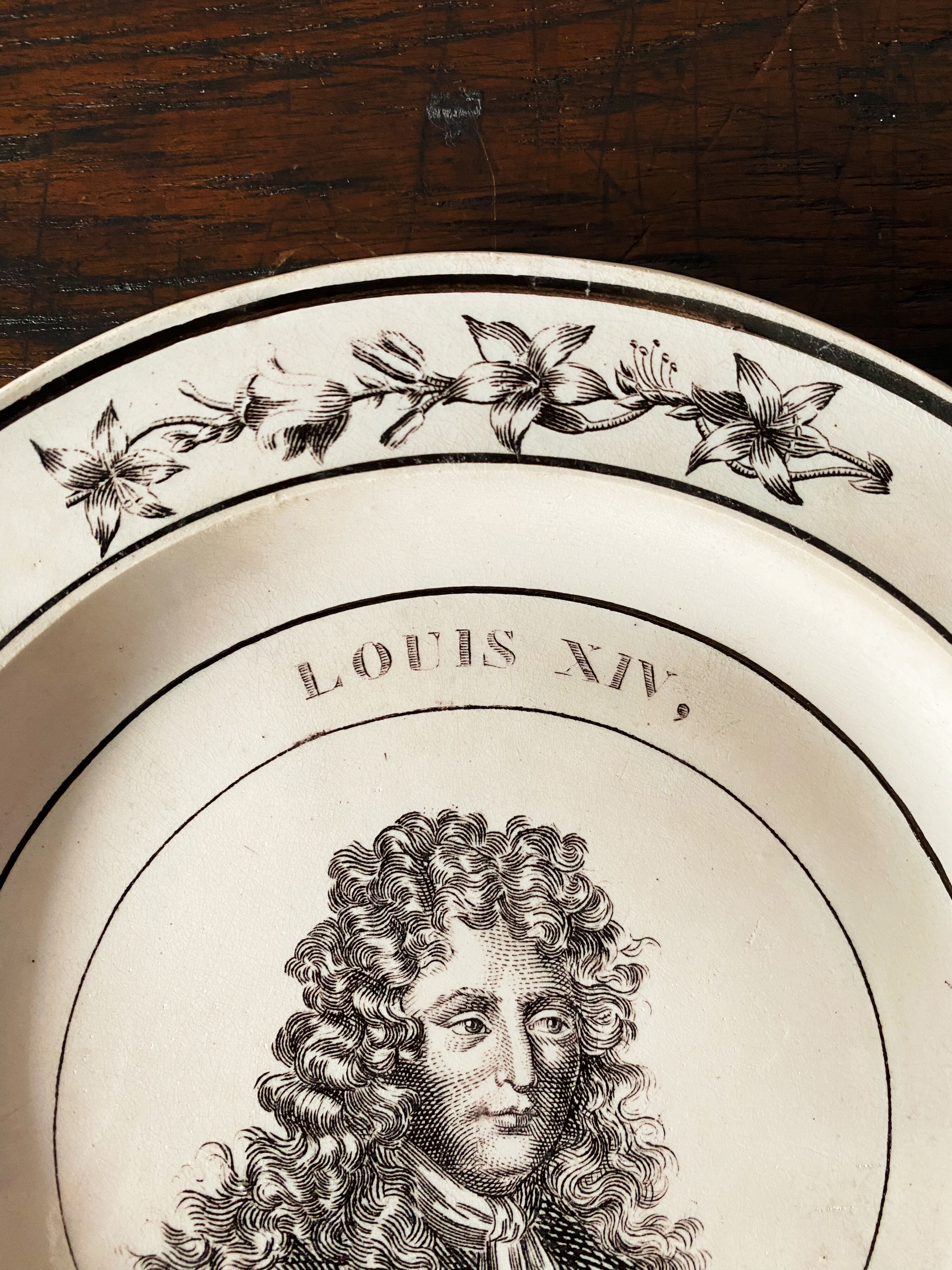 Louis XIV ルイ14世 肖像 グリザイユ 平皿 リム皿 フランス