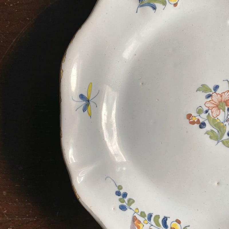 ラロシェル La Rochelle 平皿 花リム 花絵皿 φ22.5cm フランス