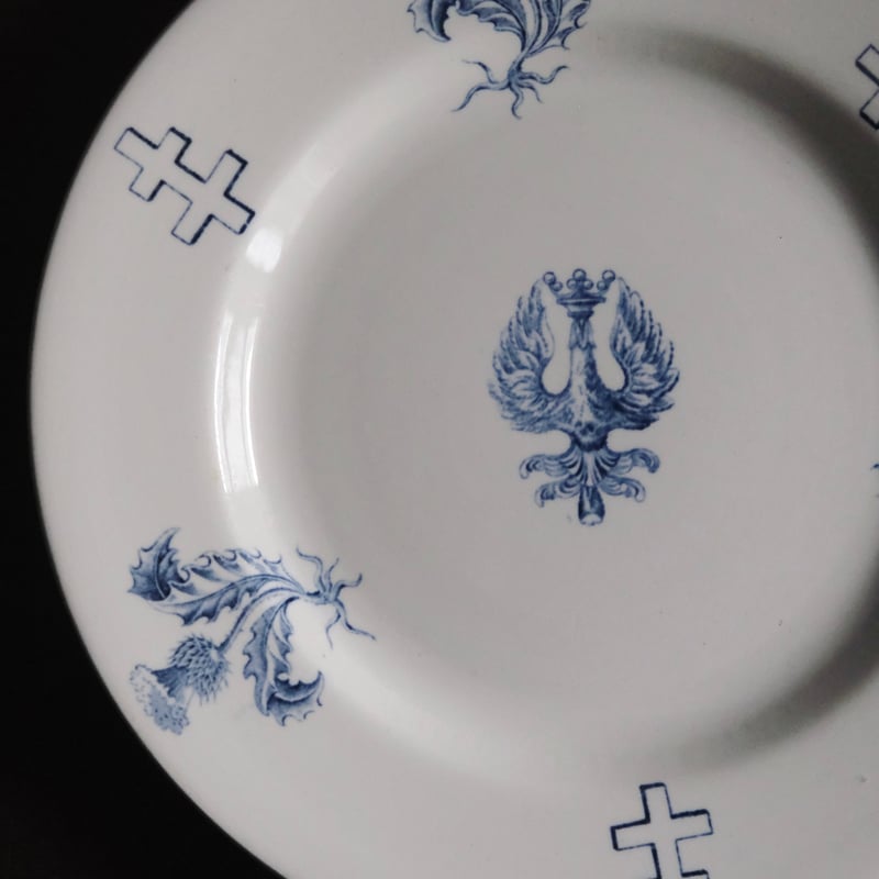 K&G Lunéville ロレーヌ 十字 紋章ディナー 皿 φ23.8cm フランス アンテ