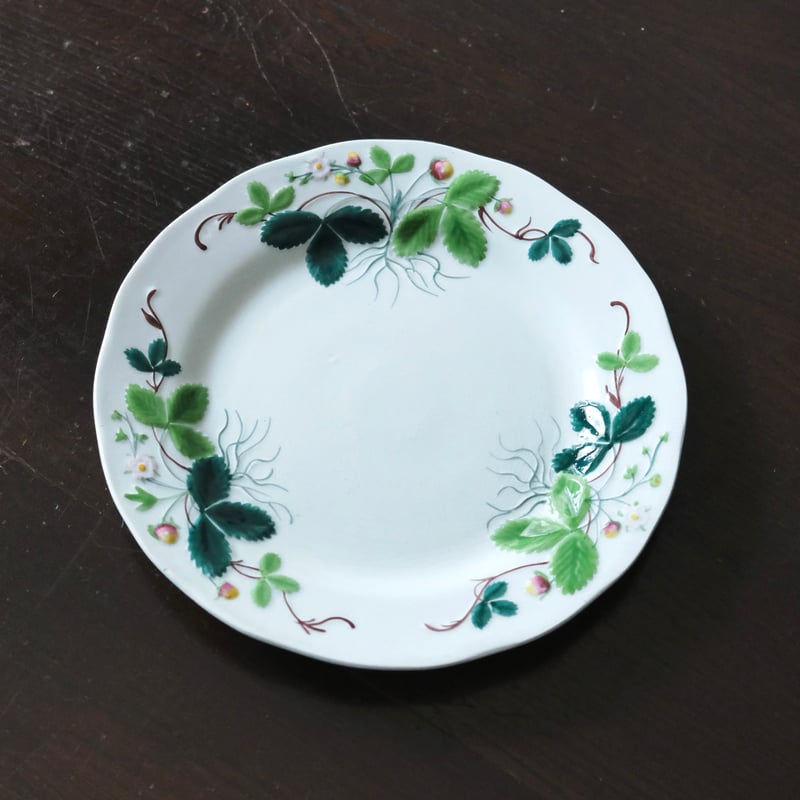 Creil&Montereau Fraise ジョルジュサンド 彩色 いちご レリーフ皿 平皿