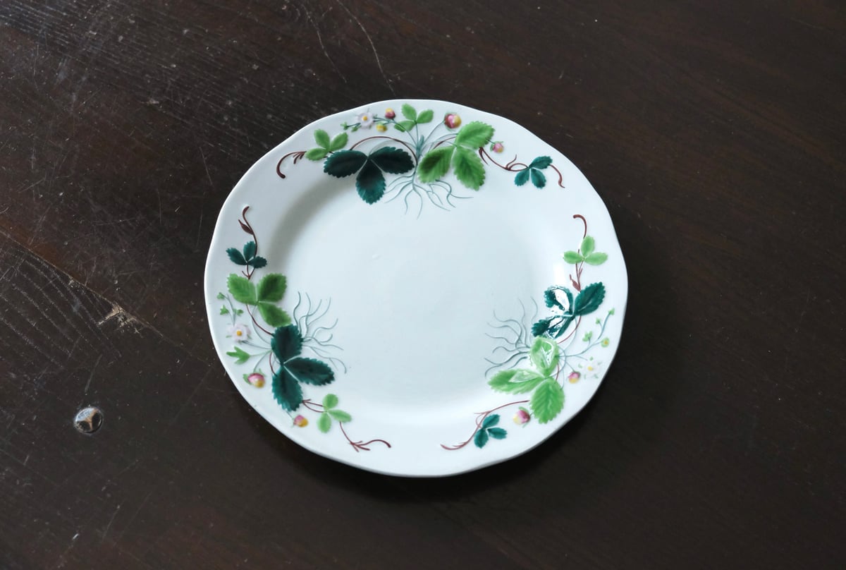 Creil&Montereau Fraise ジョルジュサンド 彩色 いちご レリーフ皿 平皿