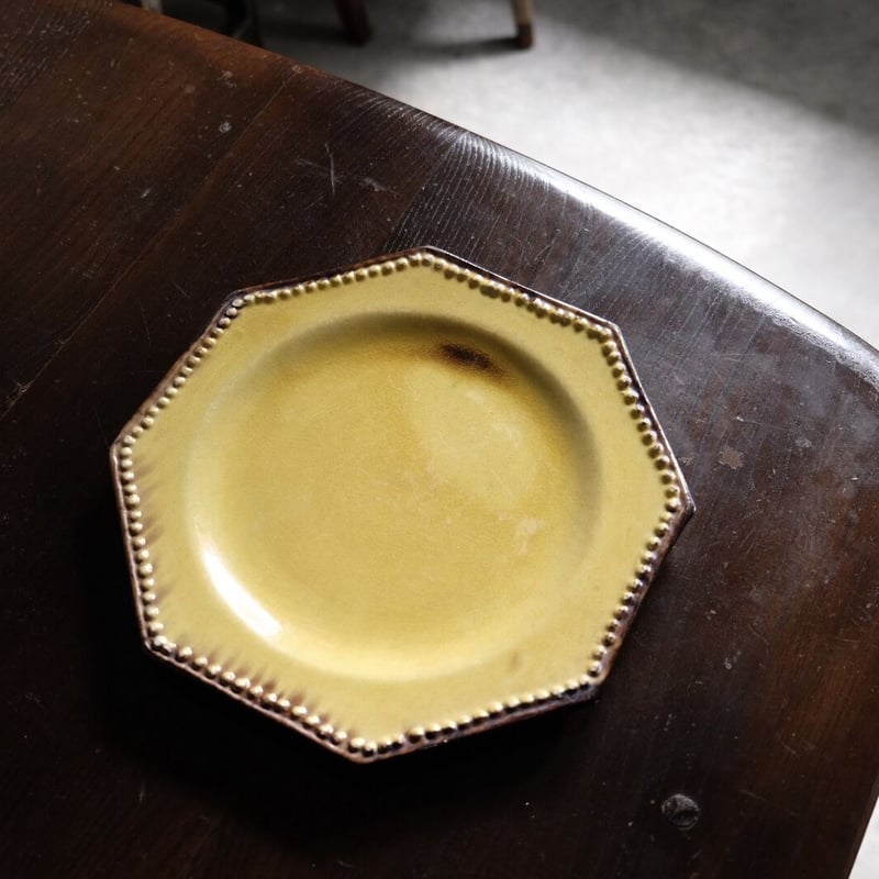 ヴァロリス 窯 オクトゴナル マスタード 色 プレート ヴィンテージ