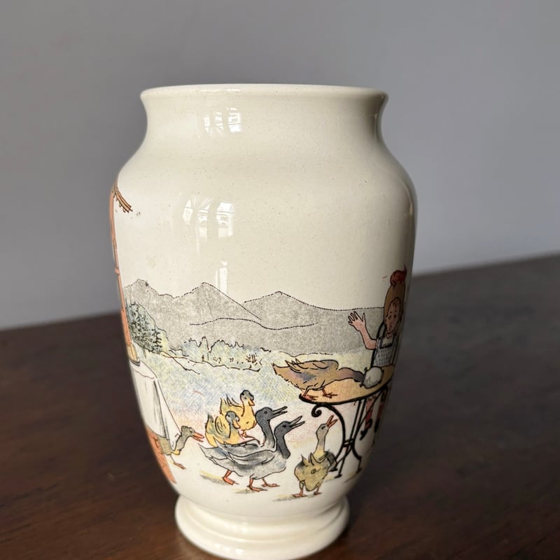 サルグミンヌ Sarreguemines 花瓶 フランス アンティーク雑貨 Sarreguemines サルグミンヌ ポット h13.6cm フラワーベース 花瓶 花器