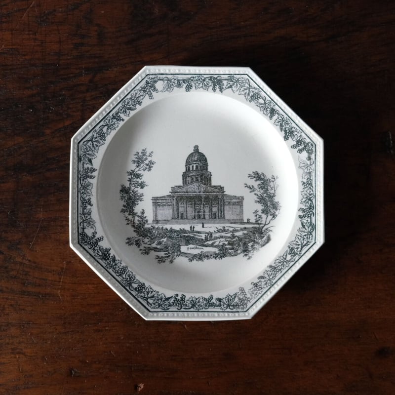 クレイユ 1800年代初期 グリザイユ オクトゴナル プレート