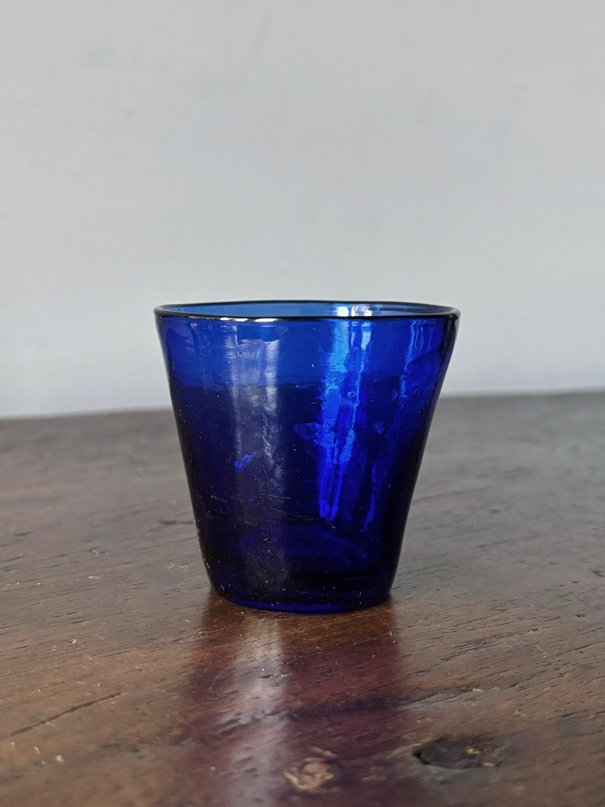 キャンドルグラス 青 h6.6cm フランス アンティーク 0502304 | jinen_a