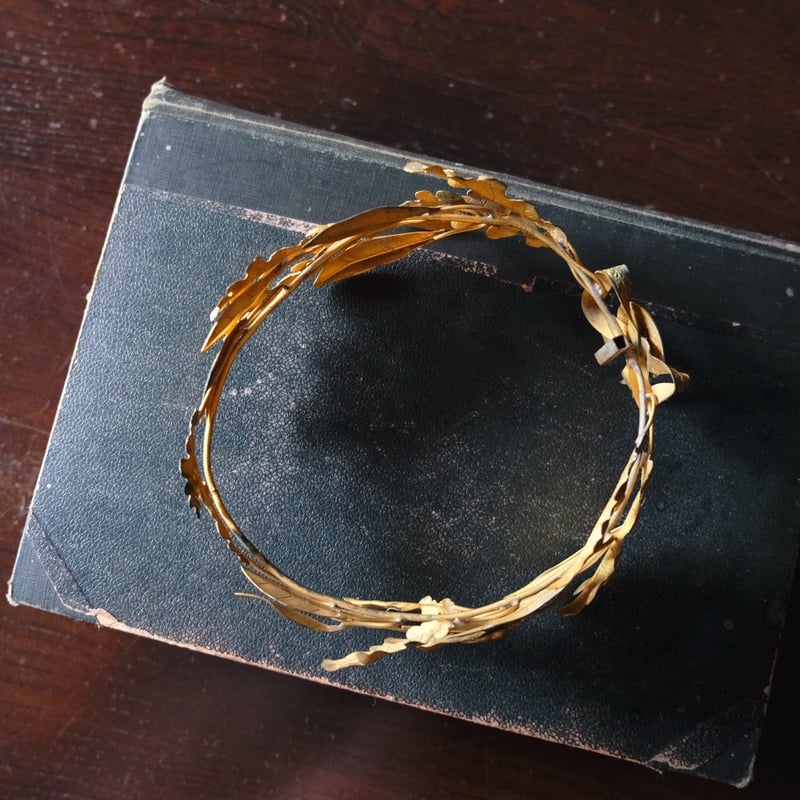 19世紀後期 真鍮製 冠 月桂樹と楢 フランス アンティーク 050089