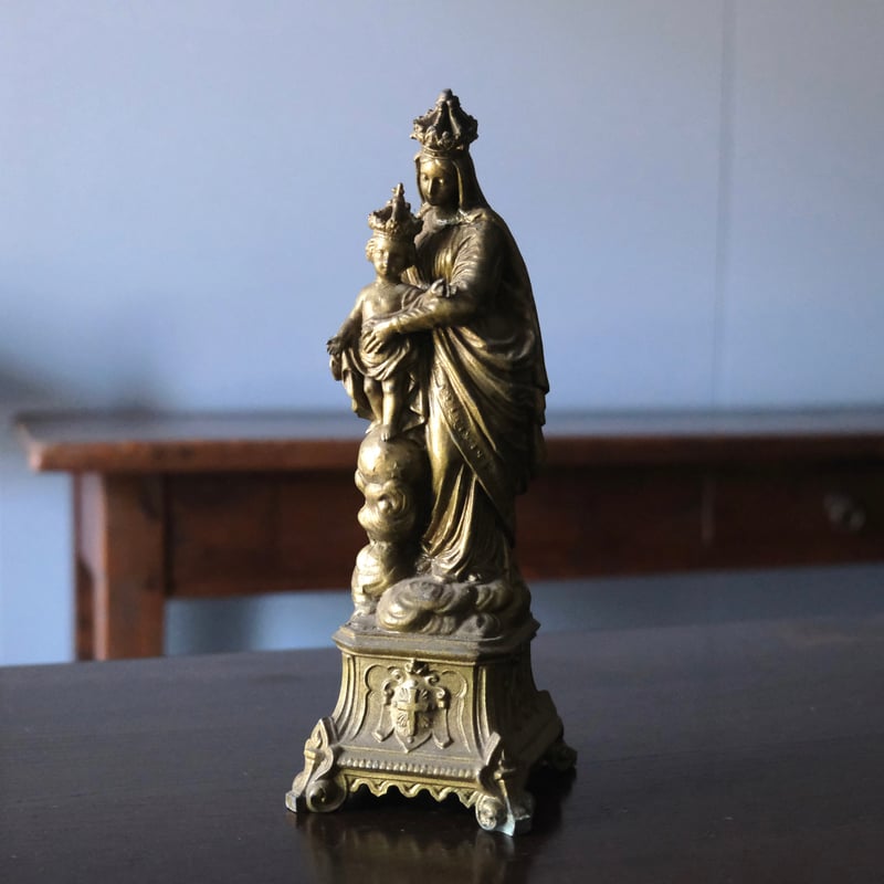 メタル製 勝利の 聖母子 マリア像 h24.8cm フランス メタル製 勝利の 聖母子 マリア像 h24.8cm フランス