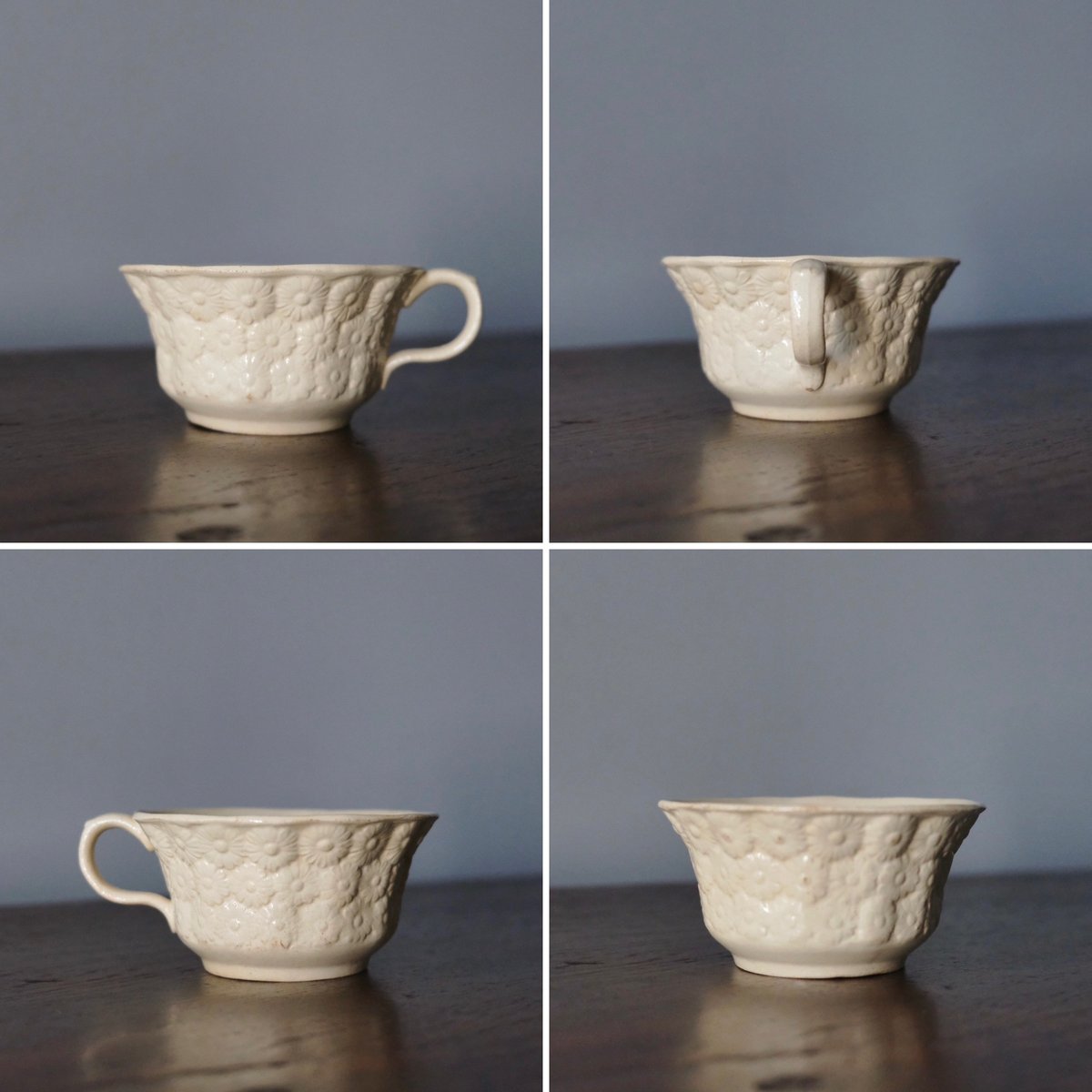 ボルドー窯 アンティークカップ マーガレットがいっぱい