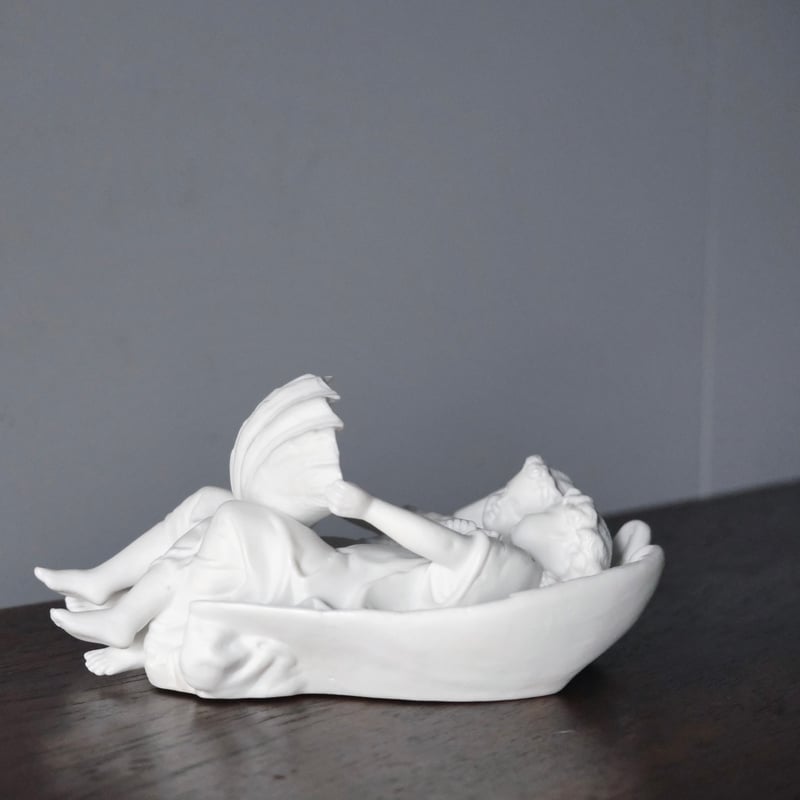 ビスク 二人 天使 ベニティエ 聖水盤 フランス アンティーク