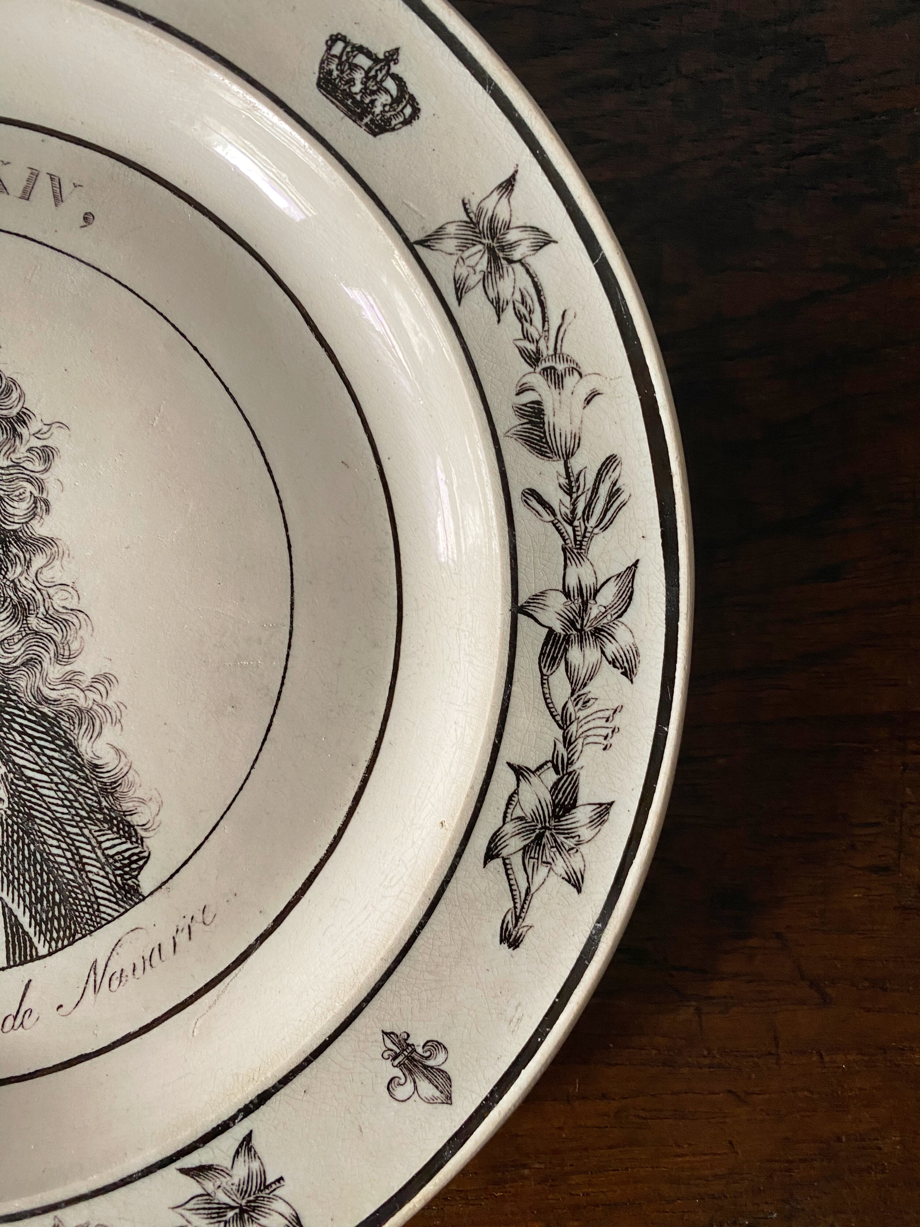 Louis XIV ルイ14世 肖像 グリザイユ 平皿 リム皿 フランス