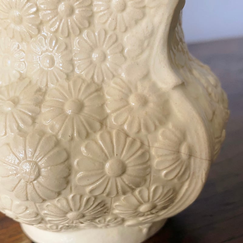 レア・希少】ボルドー窯 マーガレットレリーフ蓋付きピシェ フランス