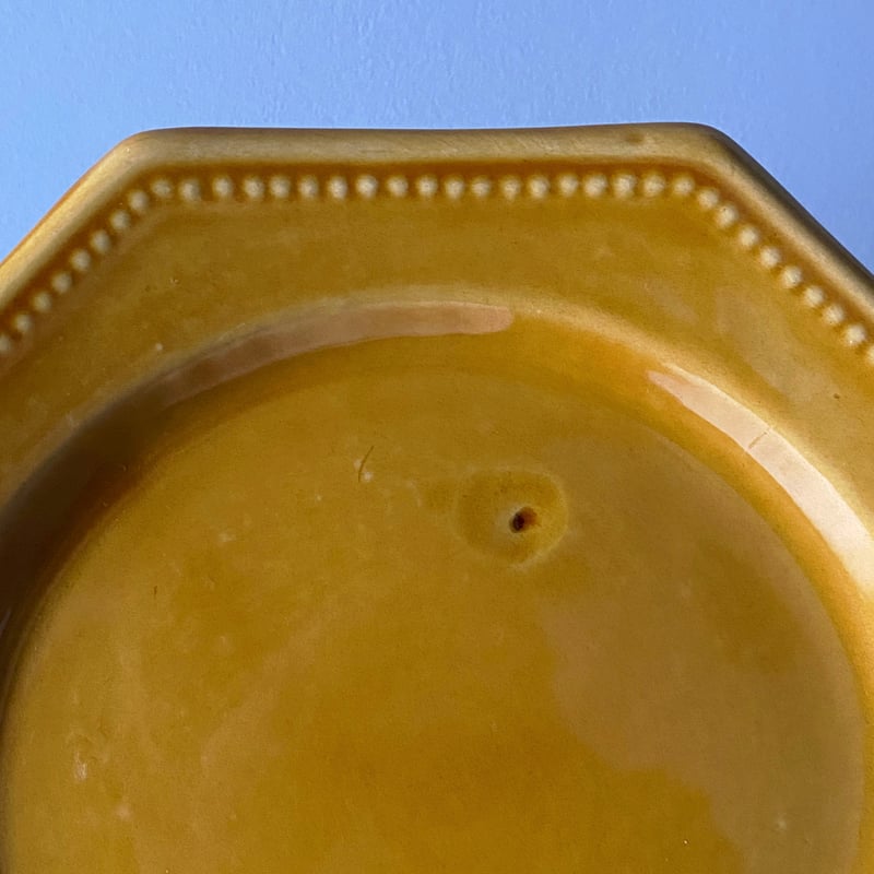 ピション PICHON 黄釉 オクトゴナル 平皿 ヴィンテージ b 0501130 | ji