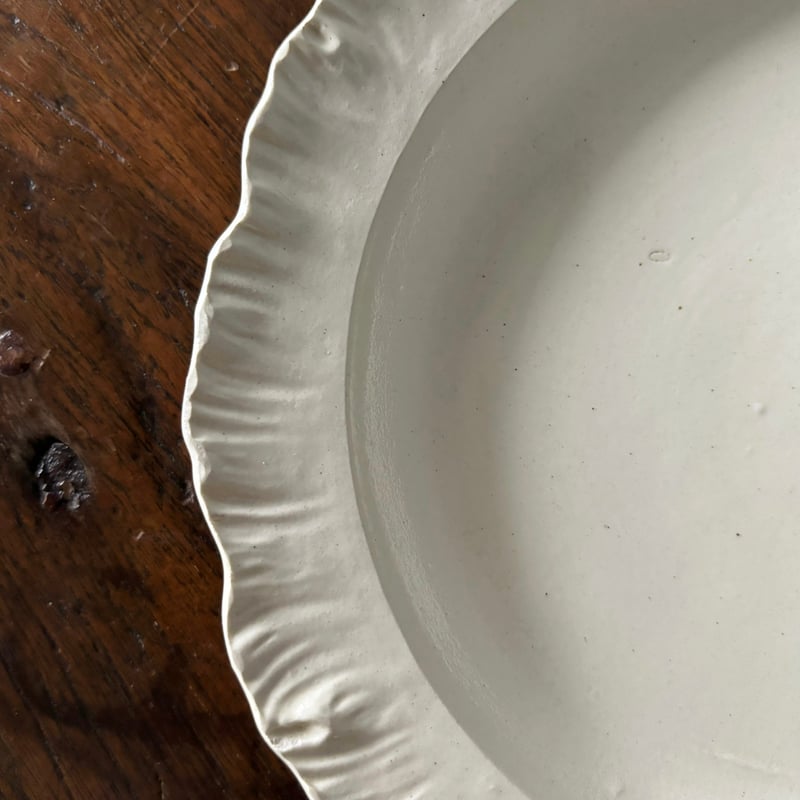 クリームウェア フリルリム 平皿 アンティーク φ22.8cm a 050882 | jine