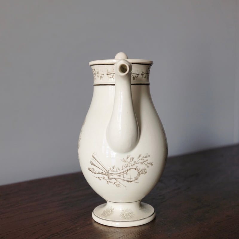 フランス アンティーク クレイユ ファイアンスフィーヌ カフェティエール Creil クレイユ ファイアンスフィーヌ グリザイユ カフェ