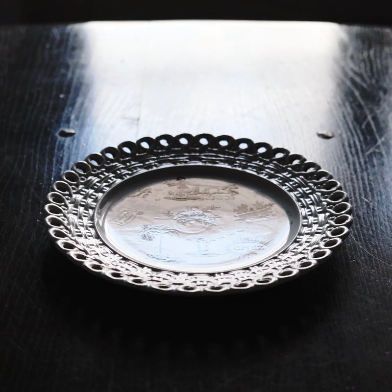 フランス 窯不明 パニエ皿 平皿 デザート皿 グリザイユ φ20cm