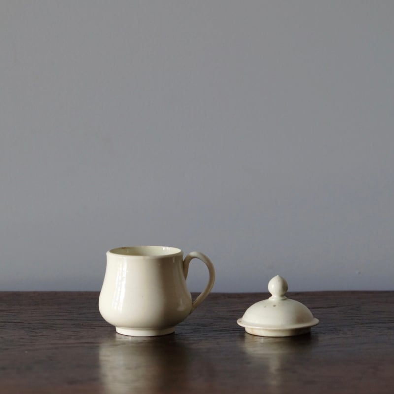 セール！ファイアンスフィーヌ　クリームポット　アンティーク　フランス 窯不明 ファイアンスフィーヌ クリームポット フランス