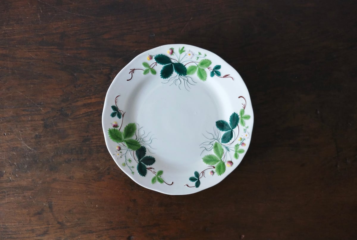 Creil&Montereau Fraise ジョルジュサンド 彩色 いちご レリーフ皿 平皿