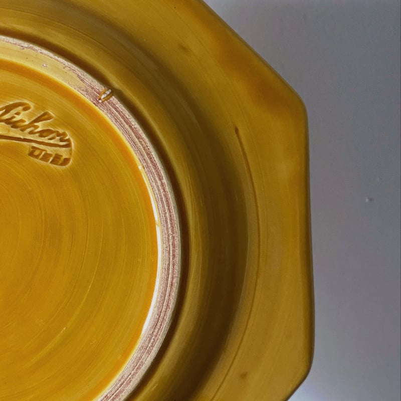 ピション PICHON 黄釉 オクトゴナル 平皿 ヴィンテージ b 0501130 | ji