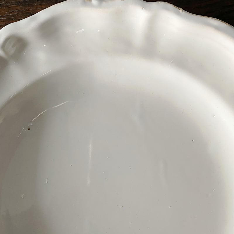 ムスティエ Moustiers 花リム 大皿 丸皿 φ31.6cm アンティーク 050151