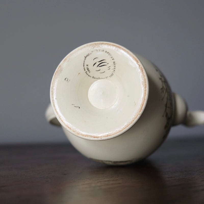 フランス アンティーク クレイユ ファイアンスフィーヌ カフェティエール Creil クレイユ ファイアンスフィーヌ グリザイユ カフェ