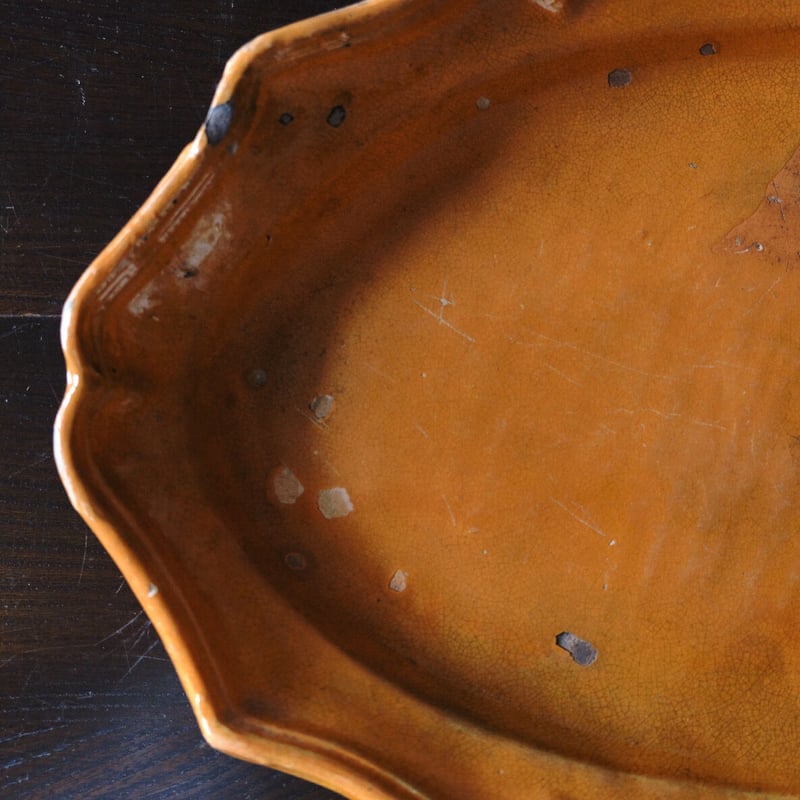 南仏 陶器 アプト apt の可能性 花リム オーバル皿 楕円皿 18世紀 44.5