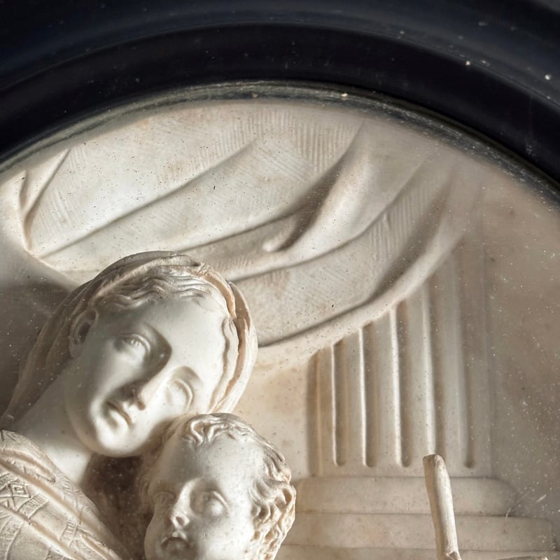 フランス　アンティーク　二人の天使　特大メダイヨン　19世紀　レア　サインあり フランス アンティーク 二人の天使 特大メダイヨン 19世紀 レア サイン