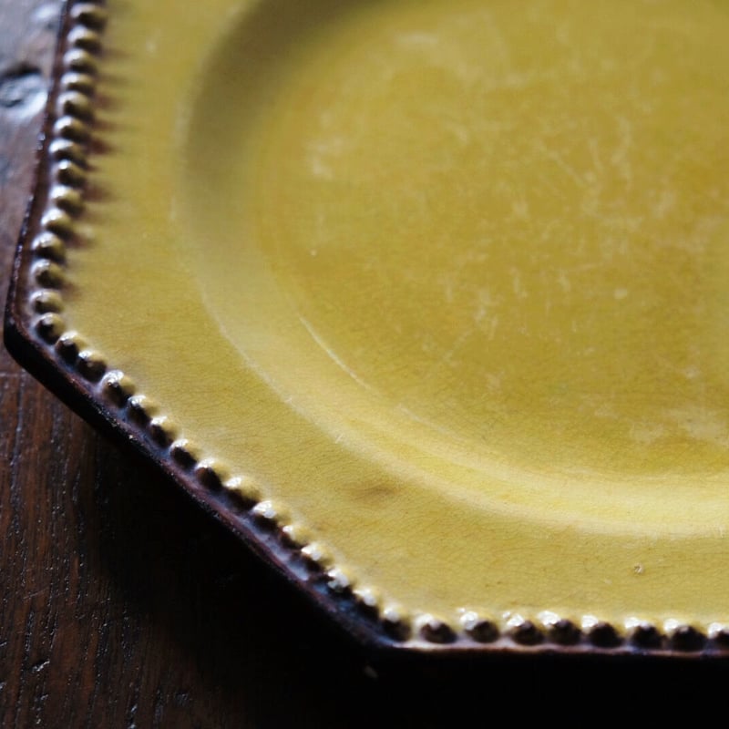 ヴァロリス 窯 オクトゴナル マスタード 色 プレート ヴィンテージ