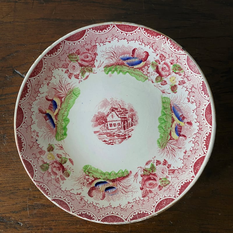 sarreguemines フランス　多色　菊　さくらんぼ　赤　アンティーク sarreguemines フランス 多色 菊 さくらんぼ 赤 アンティーク