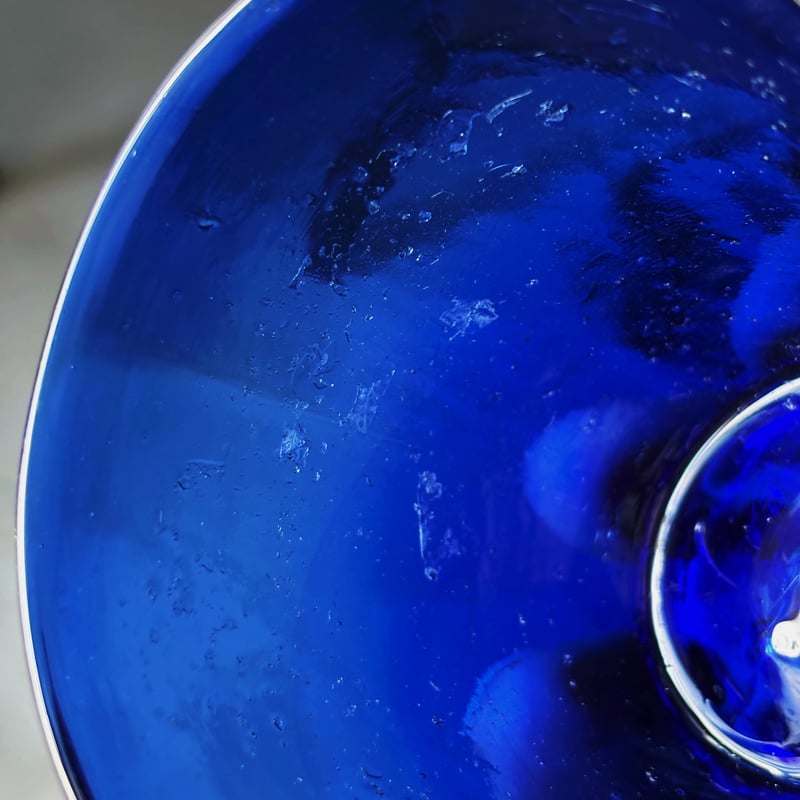 キャンドルグラス 青 h6.6cm フランス アンティーク 0502304 | jinen_a