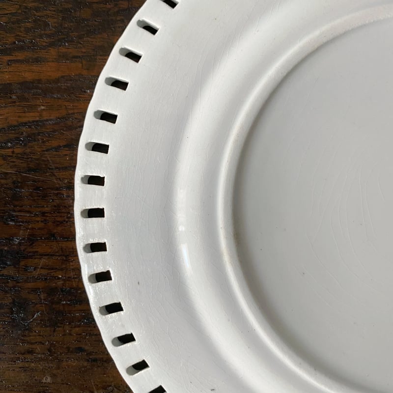 ロンウィ Longwy パニエ グリザイユ 平皿 φ19.4cm フランス