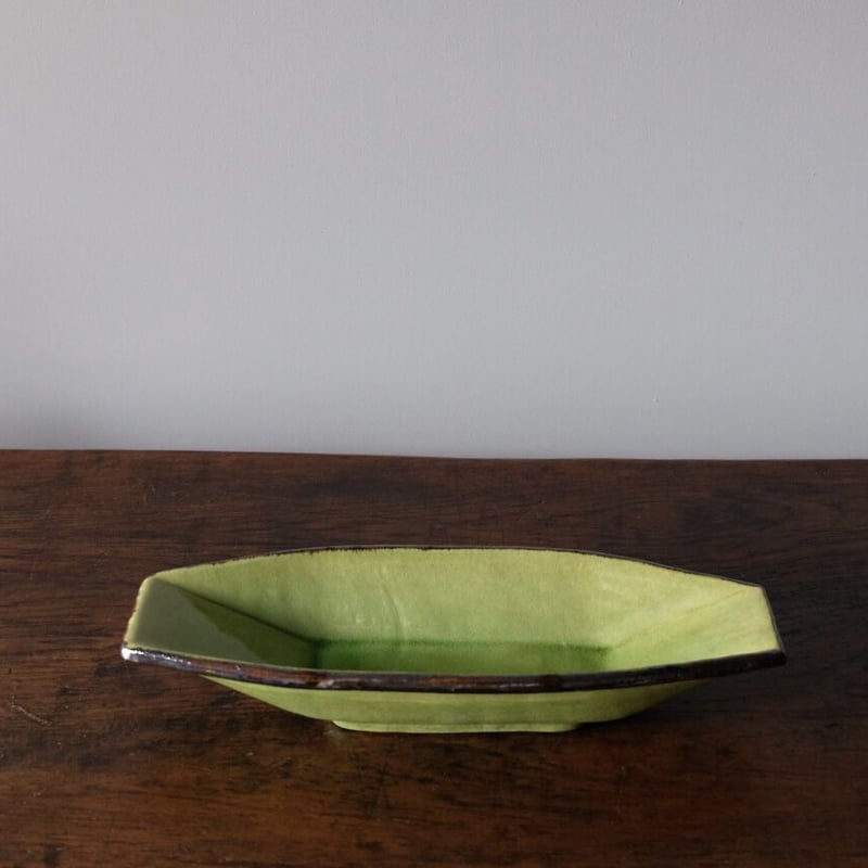 緑釉 舟型 ラヴィエ アンティーク 050365 | jinen_antique
