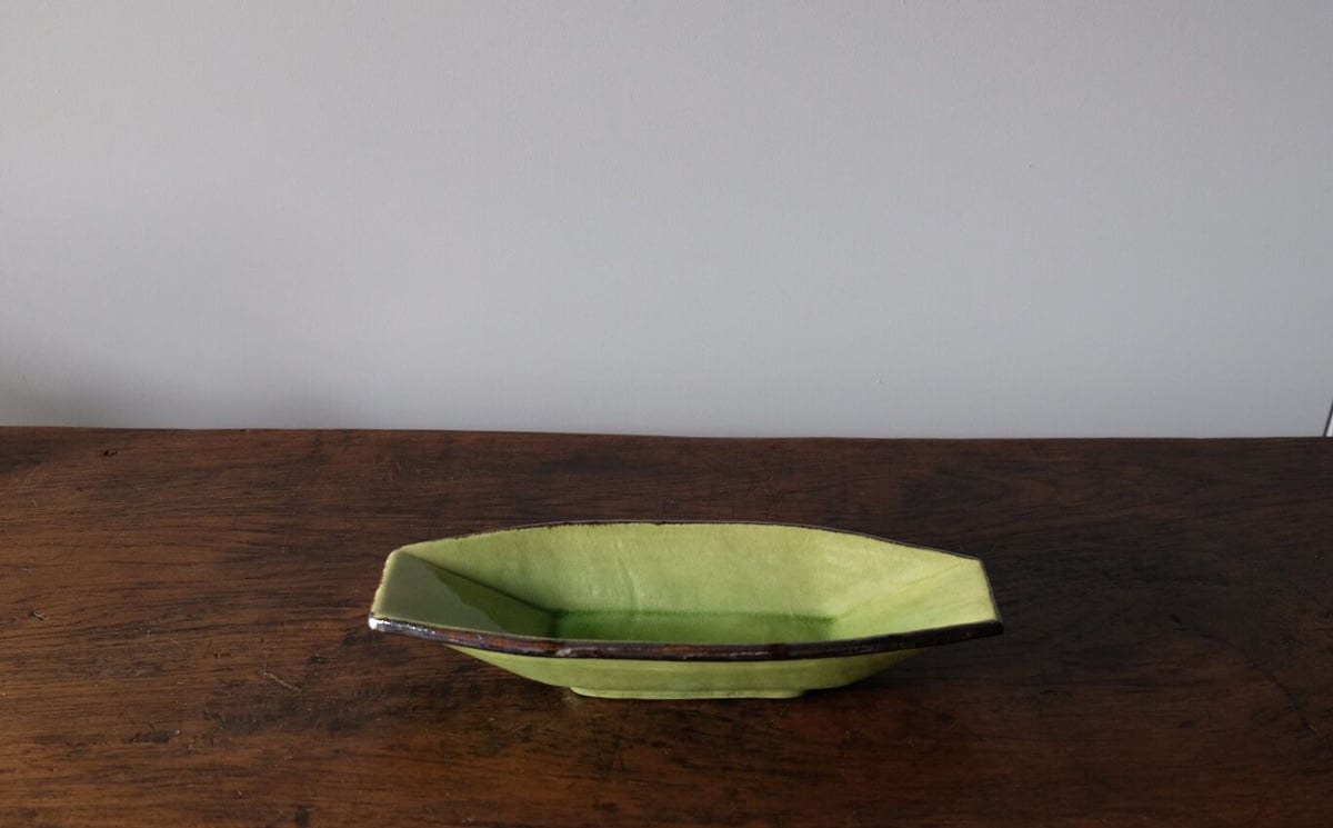 緑釉 舟型 ラヴィエ アンティーク 050365 | jinen_antique