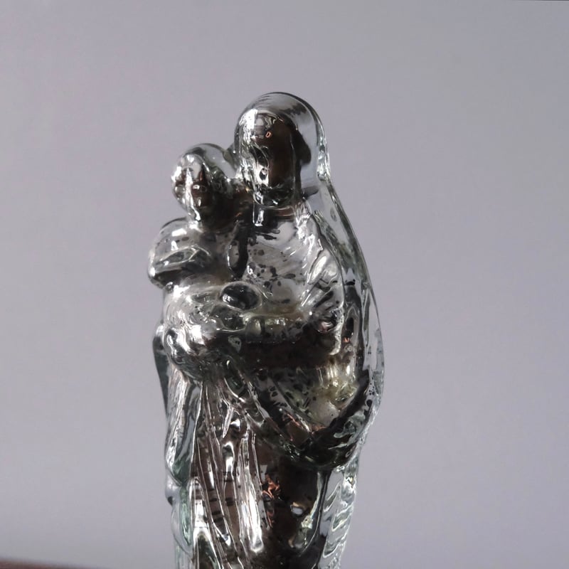 マーキュリーガラス 聖母子像 マリア像 18.8cm フランス アンティーク