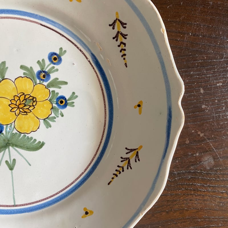 ヌヴェール Nevers リム皿 φ22.8cm アンティーク 0501106 | jinen