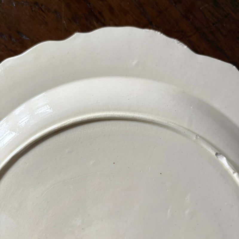 クリームウェア フリルリム 平皿 アンティーク φ22.8cm a 050882