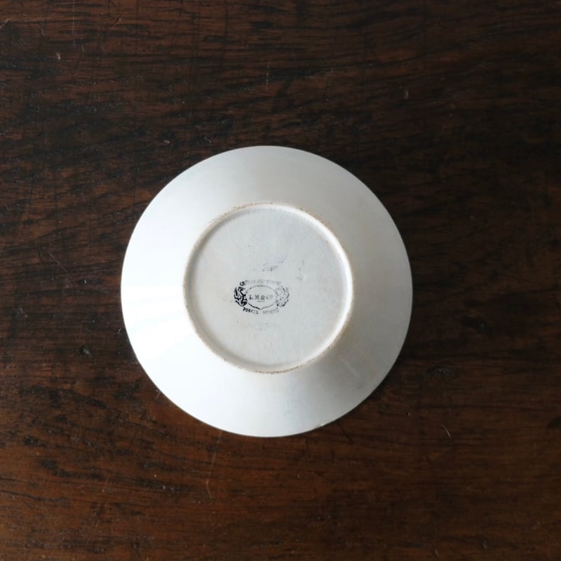 レア・クレイユ エ モントロー/洗面器フランスアンティーク・ガーデン クレイユモントロー窯1876-1884年グリザイユ（直径19cm