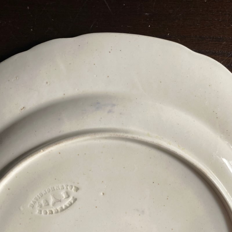 レア　フランス　アンティーク　ボルドー窯　 タピスリ スクエアプレート　大皿 David Johnston Bordeaux ボルドー タピスリー 平皿 φ22.8cm フ