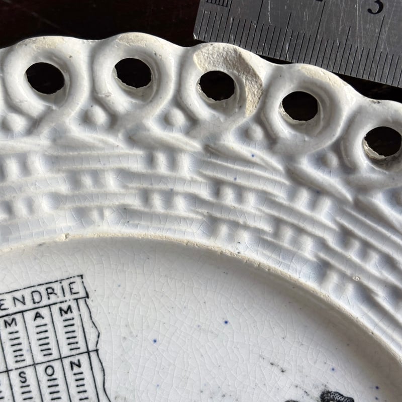 フランス 窯不明 パニエ皿 平皿 デザート皿 グリザイユ φ20cm