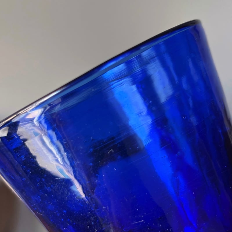 キャンドルグラス 青 h6.6cm フランス アンティーク 0502304 | jinen_a