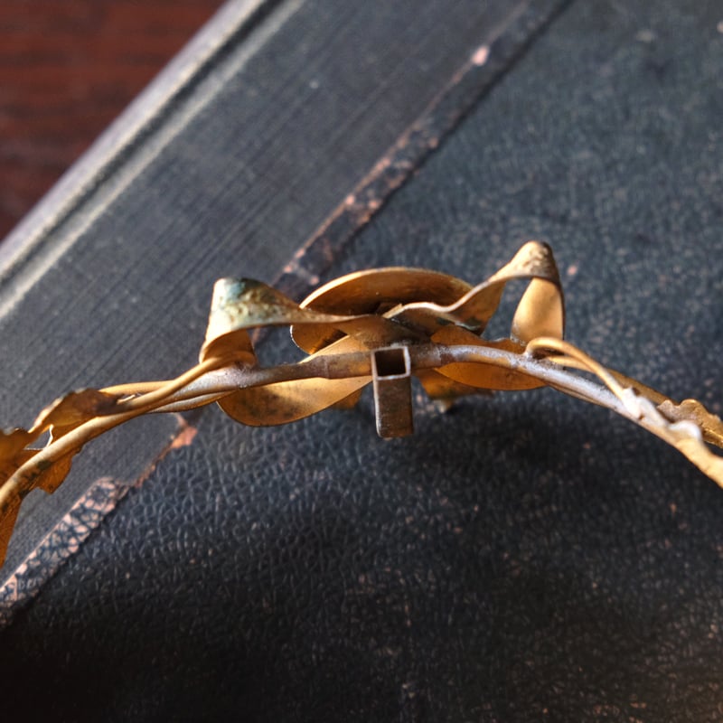 19世紀後期 真鍮製 冠 月桂樹と楢 フランス アンティーク 050089