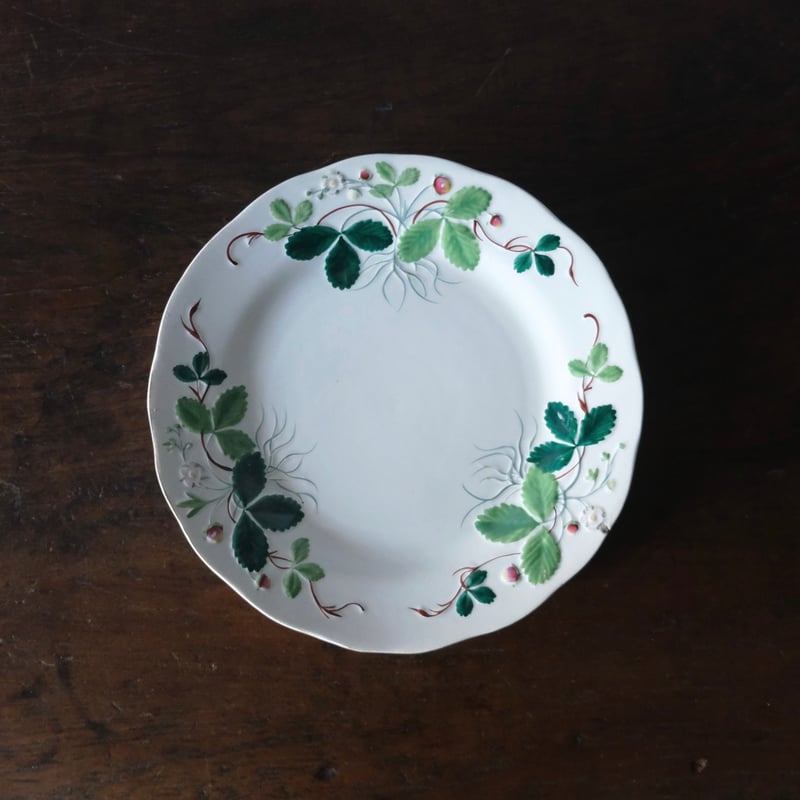 Creil&Montereau Fraise ジョルジュサンド 彩色 いちご レリーフ皿 平皿