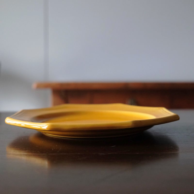 ピション PICHON 黄釉 オクトゴナル 平皿 アンティーク a 0501131 | jin